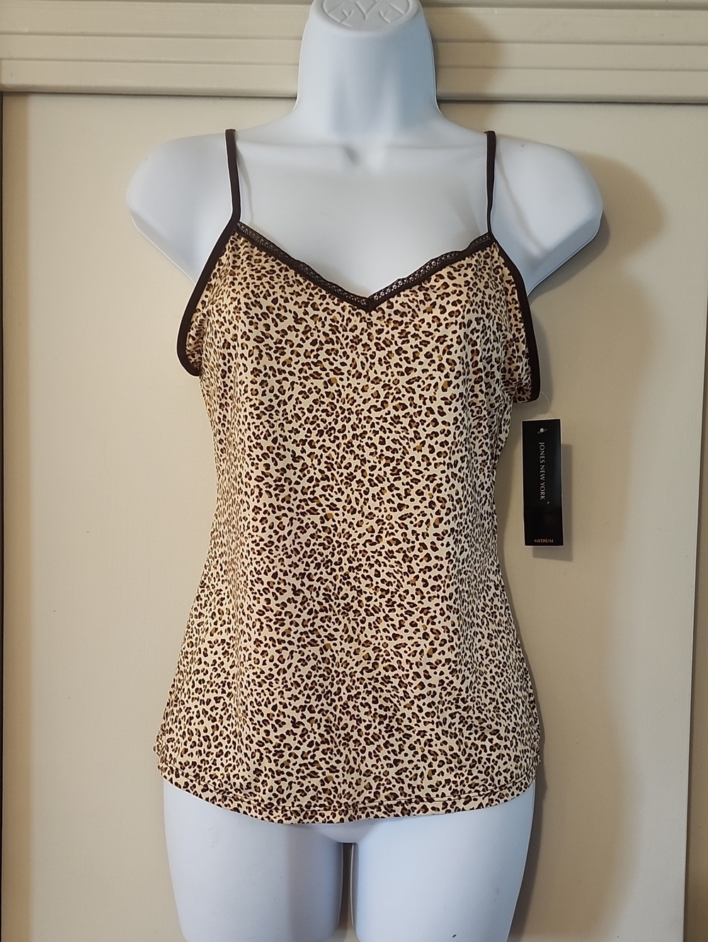 Jones new york Leopard-Print Cami in Beige and Brown Medium NWT